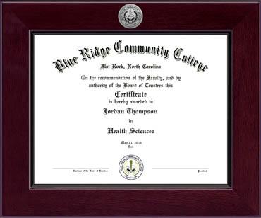 Blue Ridge Community College Century Silver Engraved Diploma Frame in Cordova