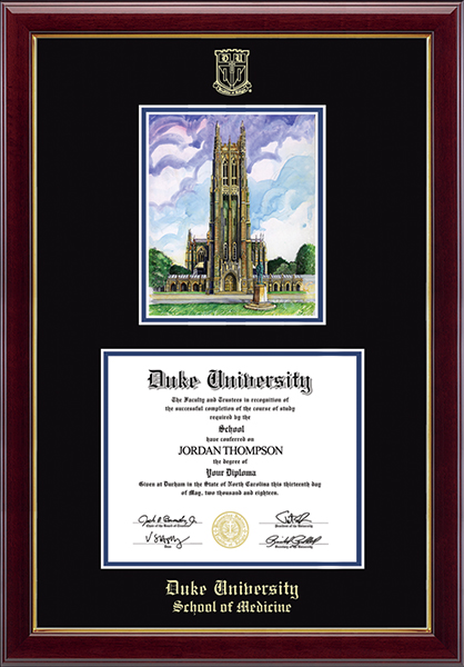 Duke University Campus Scene Overly Edition Diploma Frame in Gallery