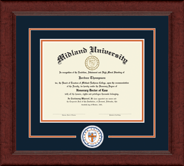 Midland University Lasting Memories Circle Logo Diploma Frame in Sierra