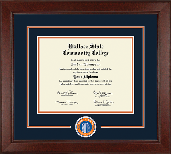 Wallace State Community College Lasting Memories Circle Logo Diploma Frame in Sierra