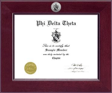 Phi Delta Theta Fraternity Century Silver Engraved Certificate Frame in Cordova