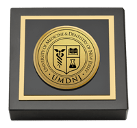 University of Medicine and Dentistry of New Jersey Gold Engraved Medallion Paperweight