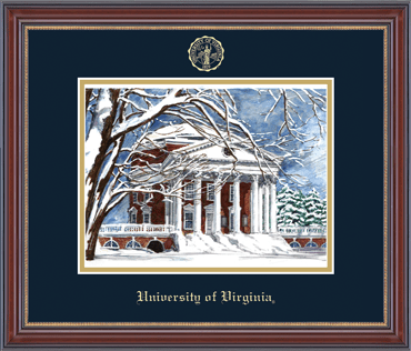 University of Virginia Embossed Edition Lithograph Frame - Rotunda in Kensington Gold