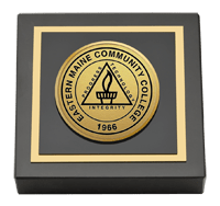 Eastern Maine Community College Gold Engraved Medallion Paperweight
