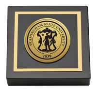 Framingham State University  Gold Engraved Medallion Paperweight