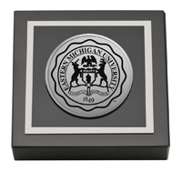 Eastern Michigan University Silver Engraved Medallion Paperweight