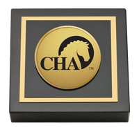 Certified Horsemanship Association Gold Engraved Medallion Paperweight
