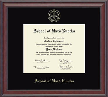 School of Hard Knocks diploma frame - Gold Embossed Diploma Frame in Studio