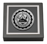 Indiana Wesleyan University paperweight - Silver Engraved Medallion Paperweight