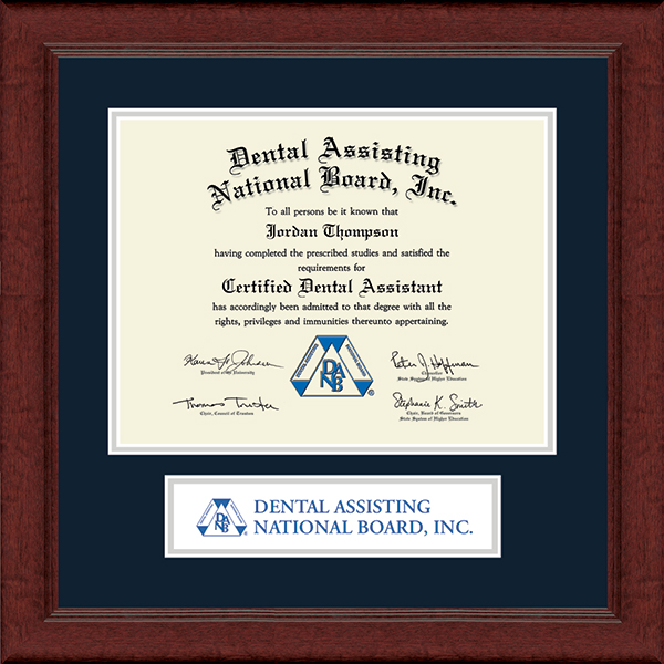 Dental Assisting National Board, Inc. Lasting Memories Banner Certificate Frame in Sierra