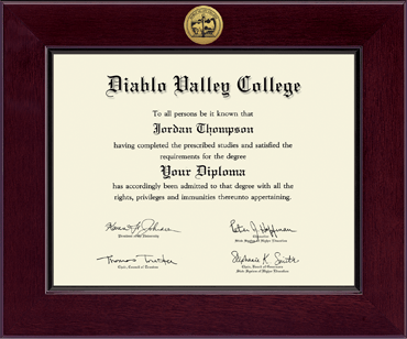 Diablo Valley College Century Gold Engraved Diploma Frame in Cordova