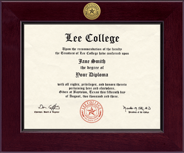 Lee College Century Gold Engraved Diploma Frame in Cordova