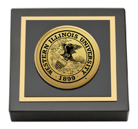 Western Illinois University Gold Engraved Medallion Paperweight