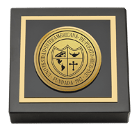 Universidad Interamericana de Puerto Rico Gold Engraved Medallion Paperweight