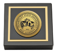 Humboldt State University  Gold Engraved Medallion Paperweight