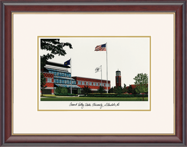 Grand Valley State University Framed Lithograph in Studio Gold
