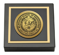 Milwaukee School of Engineering Gold Engraved Medallion Paperweight