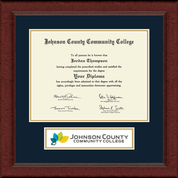 Johnson County Community College Lasting Memories Banner Diploma Frame in Sierra