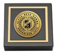 Alpha Beta Gamma Honor Society paperweight - Gold Engraved Medallion Paperweight