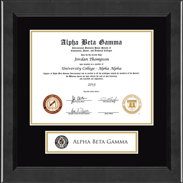 Alpha Beta Gamma Honor Society Lasting Memories Certificate Banner Frame in Arena