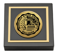 Montana State University Billings Gold Engraved Medallion Paperweight