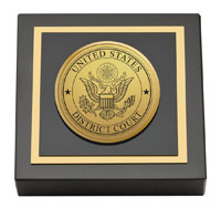 United States District Court Gold Engraved Medallion Paperweight