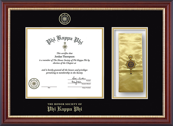Phi Kappa Phi Honor Society Stole Certificate Frame in Newport