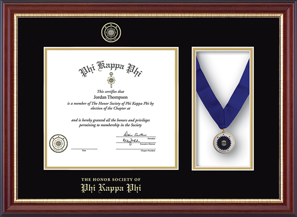 Phi Kappa Phi Honor Society Medal Certificate Frame in Newport