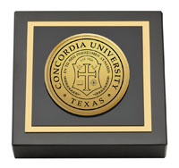 Concordia University Texas Gold Engraved Medallion Paperweight