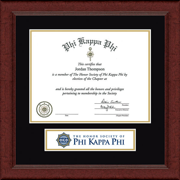 Phi Kappa Phi Honor Society Lasting Memories Banner Certificate Frame in Sierra
