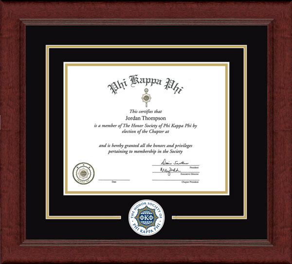 Phi Kappa Phi Honor Society Lasting Memories Circle Logo Certificate Frame in Sierra