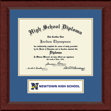 Newtown High School in Connecticut Lasting Memories Banner Diploma Frame in Sierra