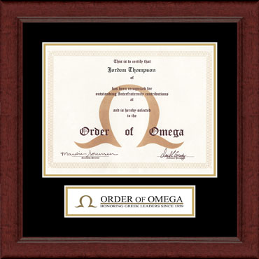 Order of Omega Lasting Memories Banner Certificate Frame in Sierra