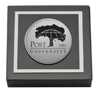 Post University paperweight - Silver Engraved Medallion Paperweight