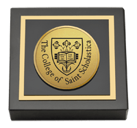 The College of St. Scholastica Gold Engraved Medallion Paperweight