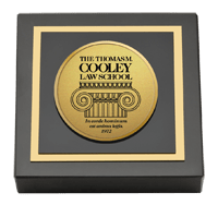 Thomas M. Cooley Law School Gold Engraved Medallion Paperweight