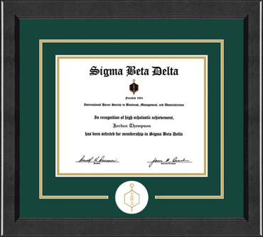 Sigma Beta Delta Honor Society Lasting Memories Circle Logo Certificate Frame in Arena