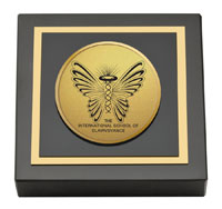 The International School of Clairvoyance paperweight - Gold Engraved Medallion Paperweight