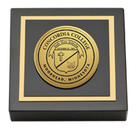 Concordia College Moorhead Gold Engraved Medallion Paperweight