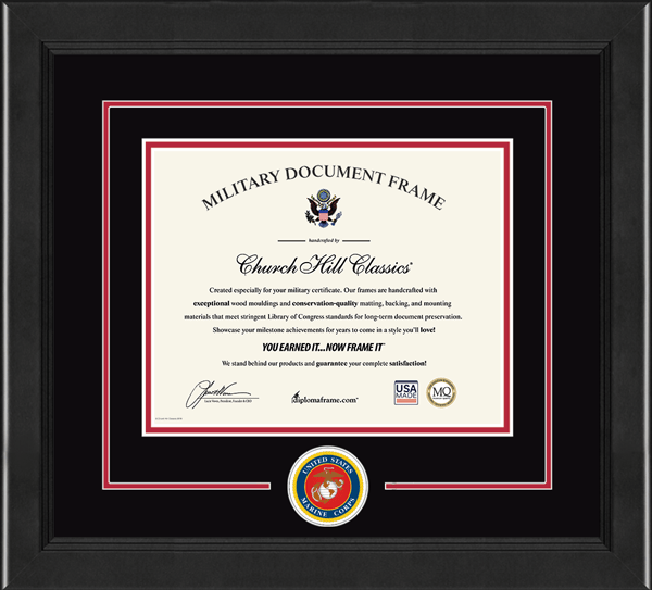 United States Marine Corps Lasting Memories Circle Logo Certificate Frame in Arena