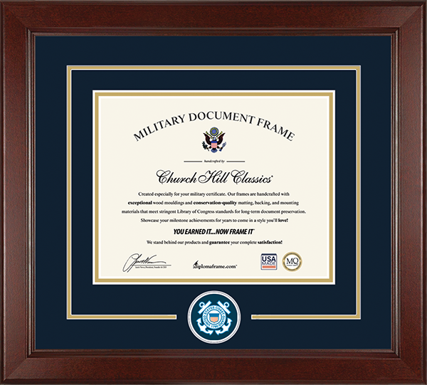 United States Coast Guard Lasting Memories Circle Logo Certificate Frame in Sierra