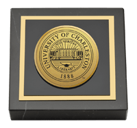 University of Charleston Gold Engraved Medallion Paperweight