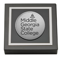 Middle Georgia State College Silver Engraved Medallion Paperweight