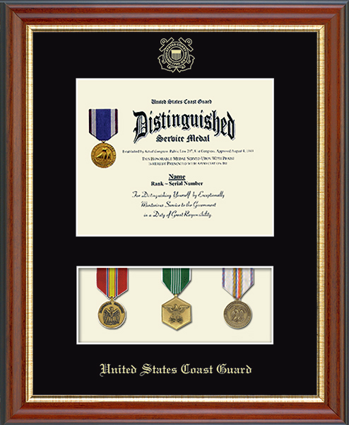United States Coast Guard Medal Display Certificate Frame in Newport
