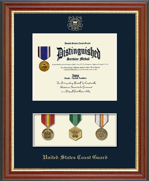 United States Coast Guard Medal Display Certificate Frame in Newport