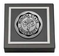 Winona State University Silver Engraved Medallion Paperweight