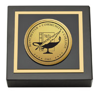 Manchester Community College Gold Engraved Medallion Paperweight