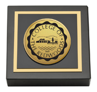 College of the Redwoods Gold Engraved Medallion Paperweight