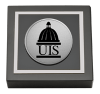 University of Illinois Springfield Silver Engraved Medallion Paperweight
