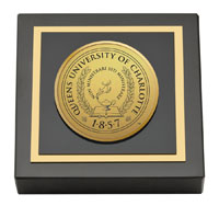 Queens University of Charlotte Gold Engraved Medallion Paperweight